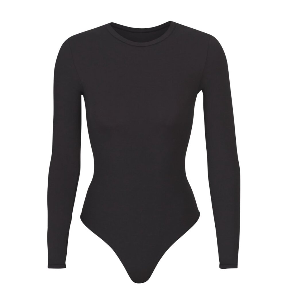 SKIMS Fits Everybody Long Sleeve Crew Neck Bodysuit Onyx Size Small